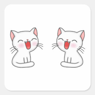 Sticker Carré Les chatons roses sourient