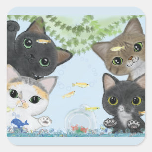 Sticker Carré Les chats de Medaka