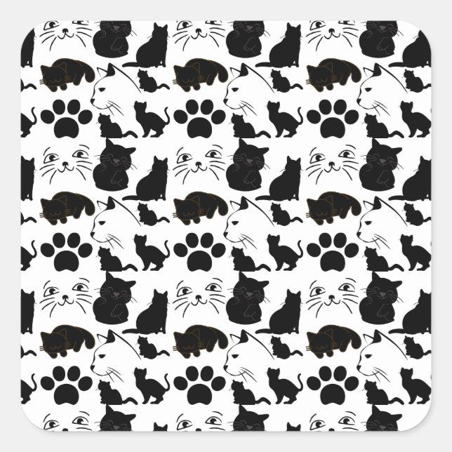 STICKER CARRÉ LES CHATS NOIRS CUITS MOTIF (Devant)