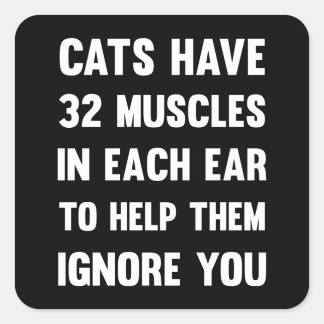 Sticker Carré Les chats ont 32 muscles dans chaque oreille...| C (Devant)