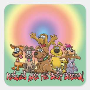 Sticker Carré Les chiens secourus sont la meilleure race !