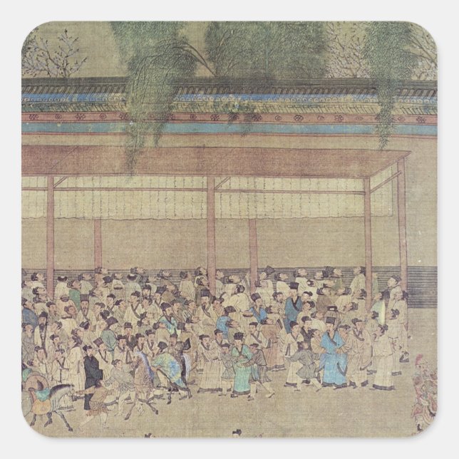 Sticker Carré Les Chinois de l'Antiquité attendent l'examen (Devant)