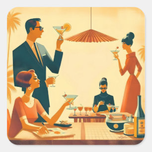 Sticker Carré Les critiques de cocktail Martini du milieu du siè