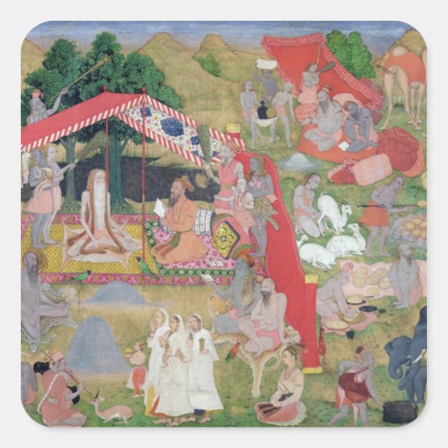 Sticker Carré Les dirigeants tribaux rencontrent les Hermites (Devant)