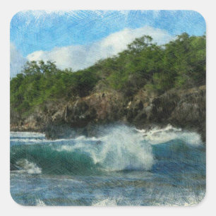 Sticker Carré Les eaux hawaïennes