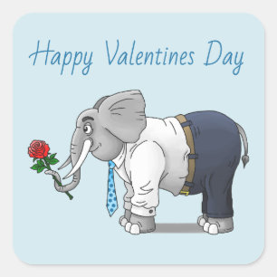 Sticker Carré Les éléphants Joyeux Valentin