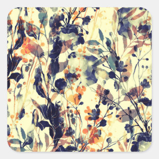Sticker Carré Les empreintes de la nature : Feuilles floraux san