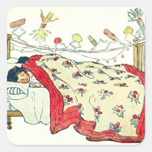 Sticker Carré Les enfants étaient nichés tous douillets dans leu