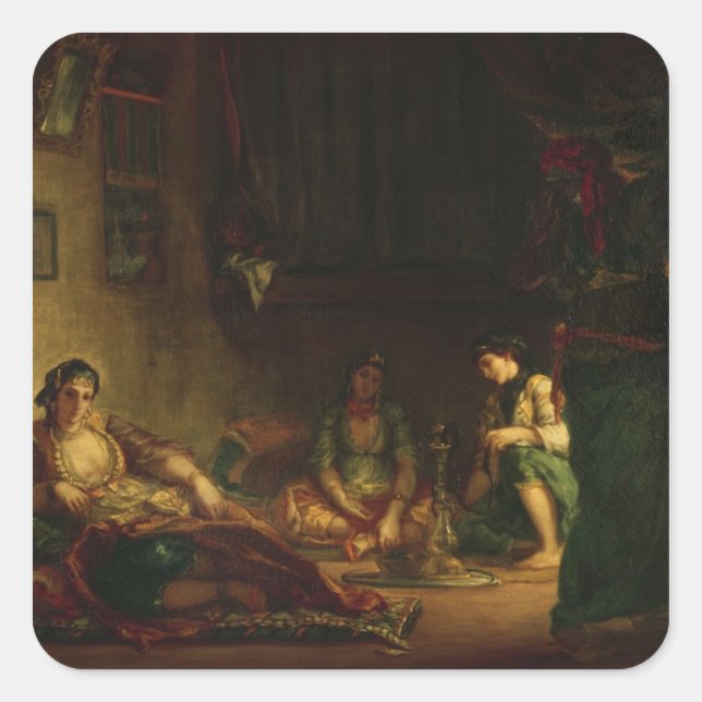 Sticker Carré Les femmes d'Alger dans leur Harem, 1847-49 (Devant)