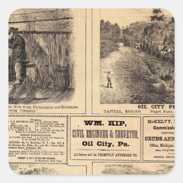 Sticker Carré Les fermes pétrolières (Devant)