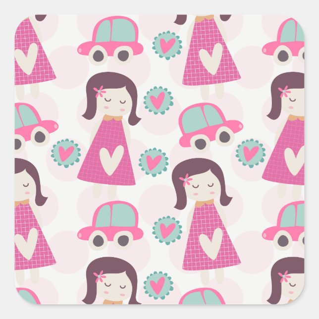 Sticker Carré Les Filles Se Rendre À Des Endroits (Devant)