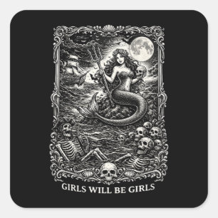 Sticker Carré Les filles seront des filles Fu mystique féminin s
