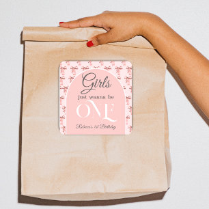 Sticker Carré Les filles veulent juste être un garçon rose premi