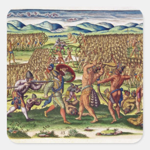 Sticker Carré Les Français aident les Indiens dans la bataille
