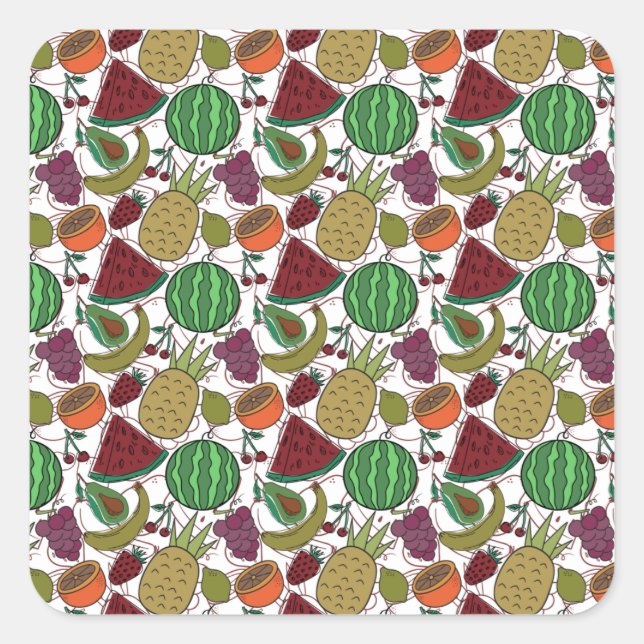 Sticker Carré Les Fruits sautés | Fruit surface pattern 25 (Devant)