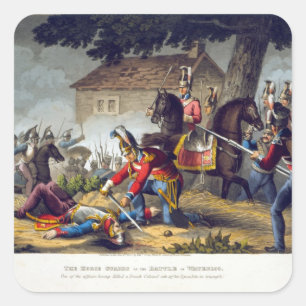 Sticker Carré Les Horse Guards à la bataille de Waterloo, engrav