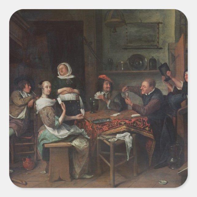 Sticker Carré Les joueurs de cartes (Devant)