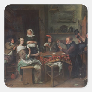 Sticker Carré Les joueurs de cartes