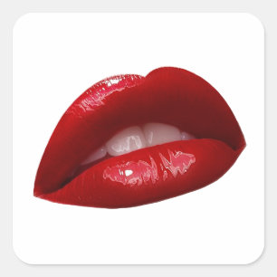 Sticker Carré Les lèvres lustres du rouge de la femme