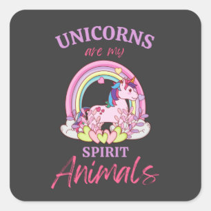 Sticker Carré Les licornes sont mes animaux d'esprit
