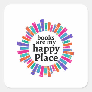 Sticker Carré les livres sont mon endroit heureux