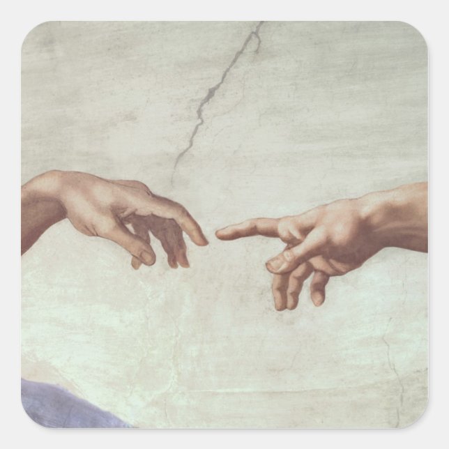 Sticker Carré Les mains de Dieu et Adam (Devant)
