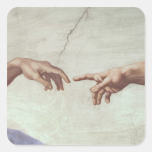 Sticker Carré Les mains de Dieu et Adam