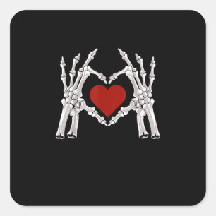 Sticker Carré Les Mains De Squelette Forment Un Coeur Au Coeur R