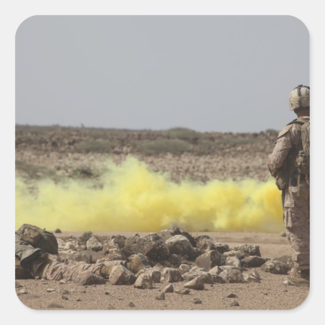 Sticker Carré Les marines assurent la sécurité (Devant)