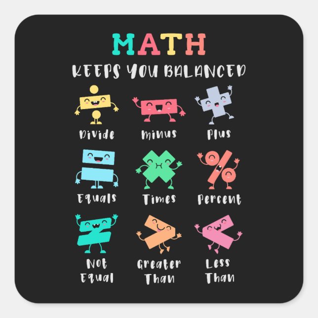 Sticker Carré Les maths vous gardent en équilibre (Devant)