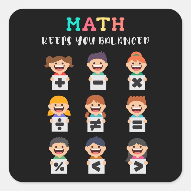 Sticker Carré Les maths vous gardent en équilibre (Devant)