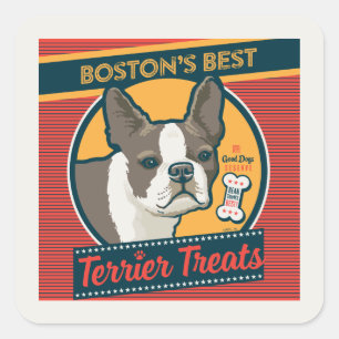 Sticker Carré Les meilleurs soins Terrier de Boston