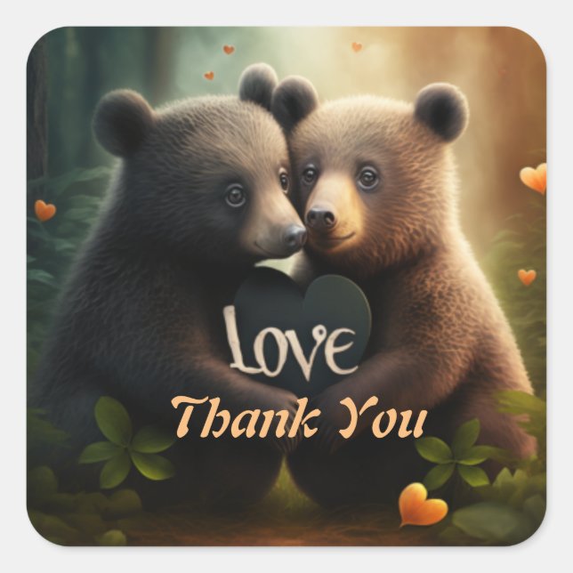 Sticker Carré Les mignons ours en amour se serrant dans leurs br (Devant)