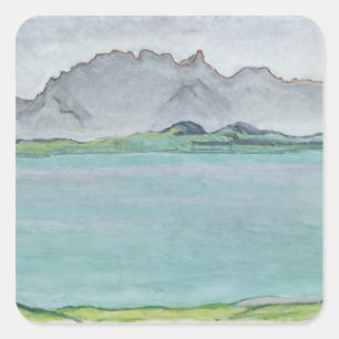 Sticker Carré Les montagnes et le lac Thun, 1911 de Stockhorn