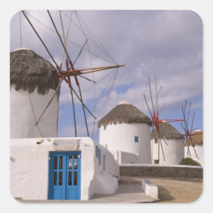 Sticker Carré Les moulins à vent de Mykonos sur les îles grecque
