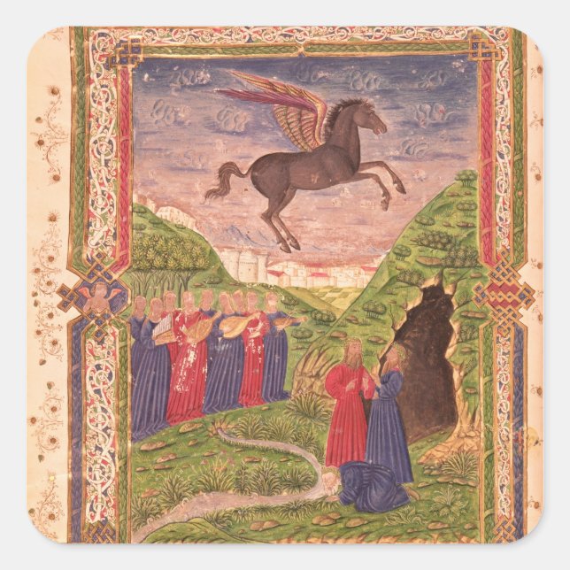 Sticker Carré Les neuf Muses qui jouent des instruments (Devant)