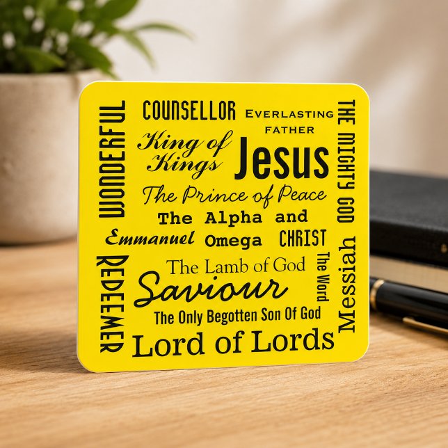 Sticker Carré Les Noms de Jésus Jaune (Créateur téléchargé)