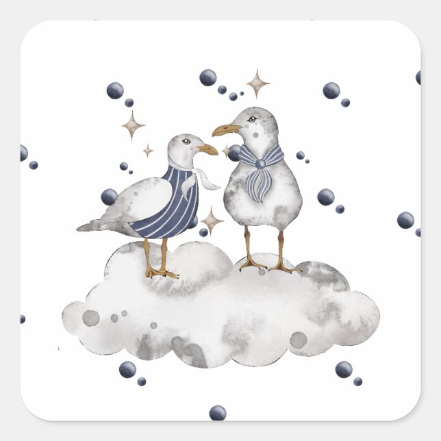 Sticker Carré Les oiseaux de plage (Devant)