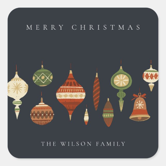 STICKER CARRÉ LES ORNEMENTS DE LA MARINE PASTEL ROUGE VERT SUR L (Devant)