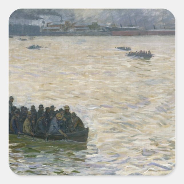 Sticker Carré Les ouvriers du chantier naval rentrent chez eux s (Devant)