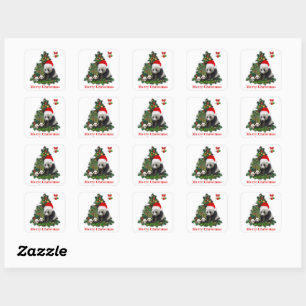 Sticker Carré Les pandas de Noël 