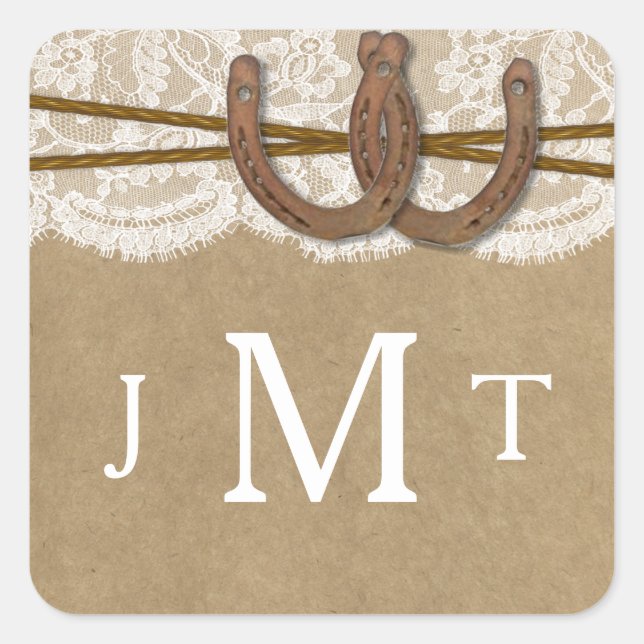 Sticker Carré Les phoques de collection Kraft, Lace & Horseshoe (Devant)