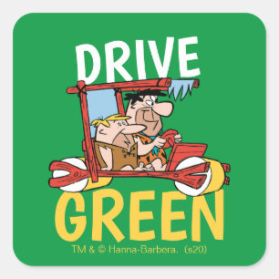 Sticker Carré Les Pierrafeu Fred & Barney - Drive Green