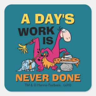 Sticker Carré Les Pierrafeu Maison de nettoyage Dino