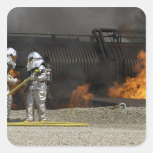 Sticker Carré Les pompiers neutralisent un feu