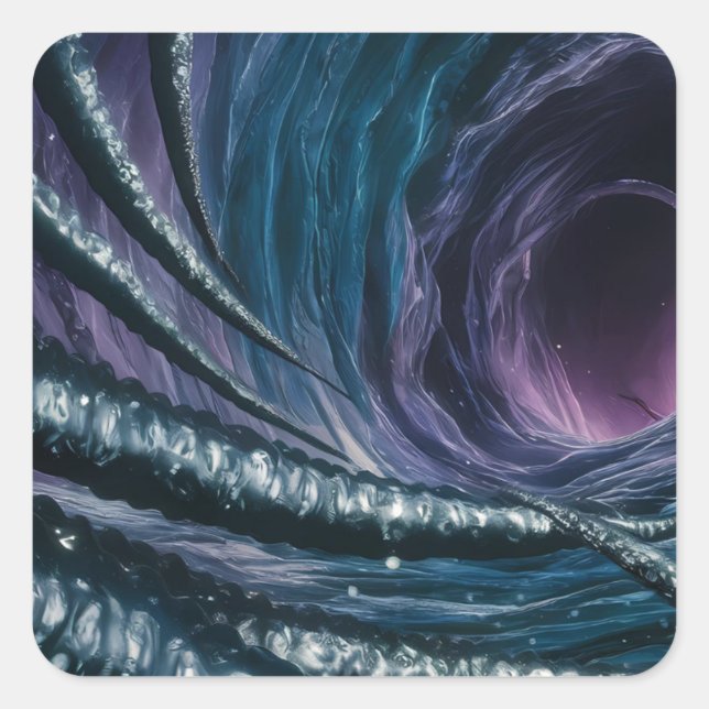 Sticker Carré les profondeurs hypnotiques de l'océan (Devant)