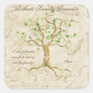 Sticker Carré Les racines d'arbre de remous Antiqued des