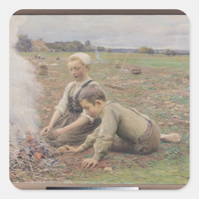 Sticker Carré Les rameurs de pommes de terre, 1898 (Devant)