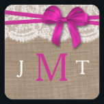 Sticker Carré Les sceaux de la collection de Mariages Rustic Pin<br><div class="desc">La collection rustique de mariage arc rose est un design étonnant avec un joli arrière - plan rustique effet burlap avec un ensemble romantique vintage effet dentelle blanche et un superbe arc rose. Ces sceaux d'invitation peuvent être personnalisés pour votre occasion spéciale et feraient la décoration parfaite pour vos annonces....</div>