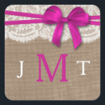 Sticker Carré Les sceaux de la collection de Mariages Rustic Pin<br><div class="desc">La collection rustique de mariage arc rose est un design étonnant avec un joli arrière - plan rustique effet burlap avec un ensemble romantique vintage effet dentelle blanche et un superbe arc rose. Ces sceaux d'invitation peuvent être personnalisés pour votre occasion spéciale et feraient la décoration parfaite pour vos annonces....</div>